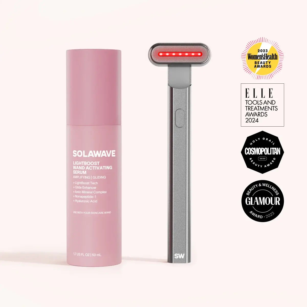 Solawave 4-in-1 Radiant Renewal Skincare Wand kit in Charcoal with LightBoost Wand Activating Serum
