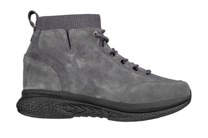 CALTO S23202 suede high-top elevator sneaker in grey, alternate view