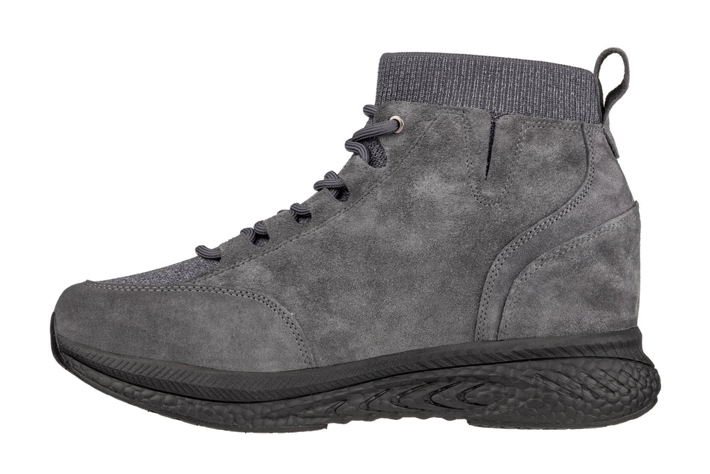 CALTO S23202 suede high-top elevator sneaker in grey, additional detail