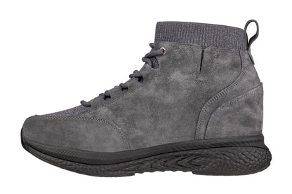 CALTO S23202 suede high-top elevator sneaker in grey, additional detail
