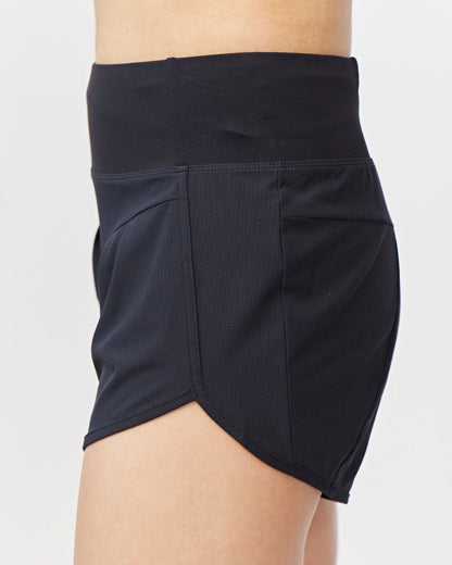 Sheva Women's High Rise Running Shorts in Black, alternate view