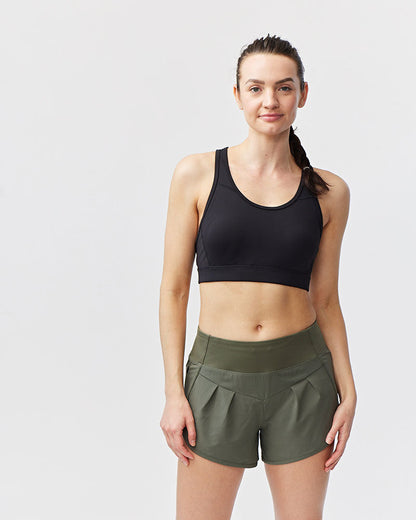 Sheva Women's High Rise Running Shorts in Dark Moss