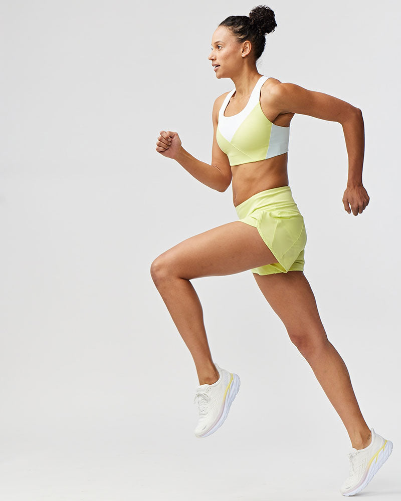 Sheva Women's High Rise Running Shorts in Limelight
