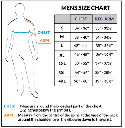 Turtle Bay men's short sleeve explorer snap shirt, size chart graphic