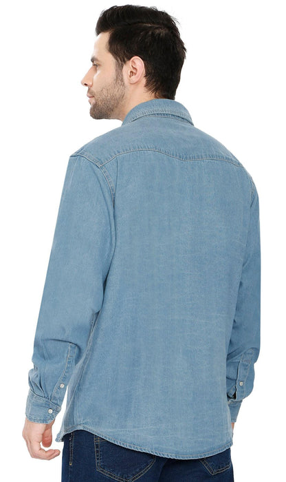 Turtle Bay men's western snap button shirt in Stone Wash