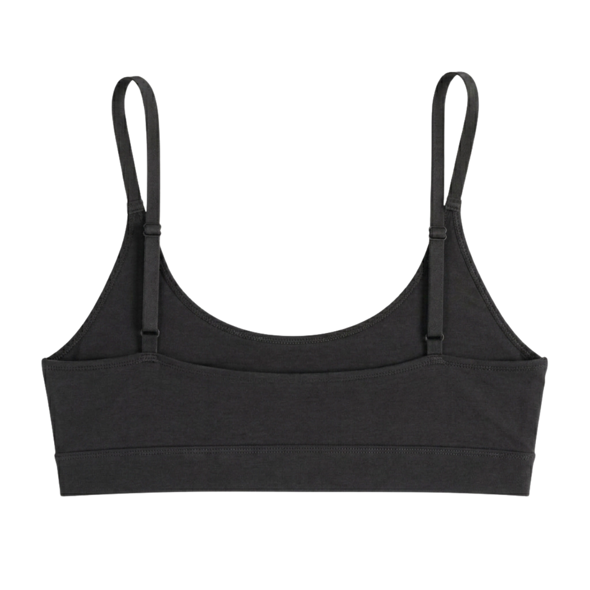 Net Positive organic cotton Scoop Bralette in Black, back view