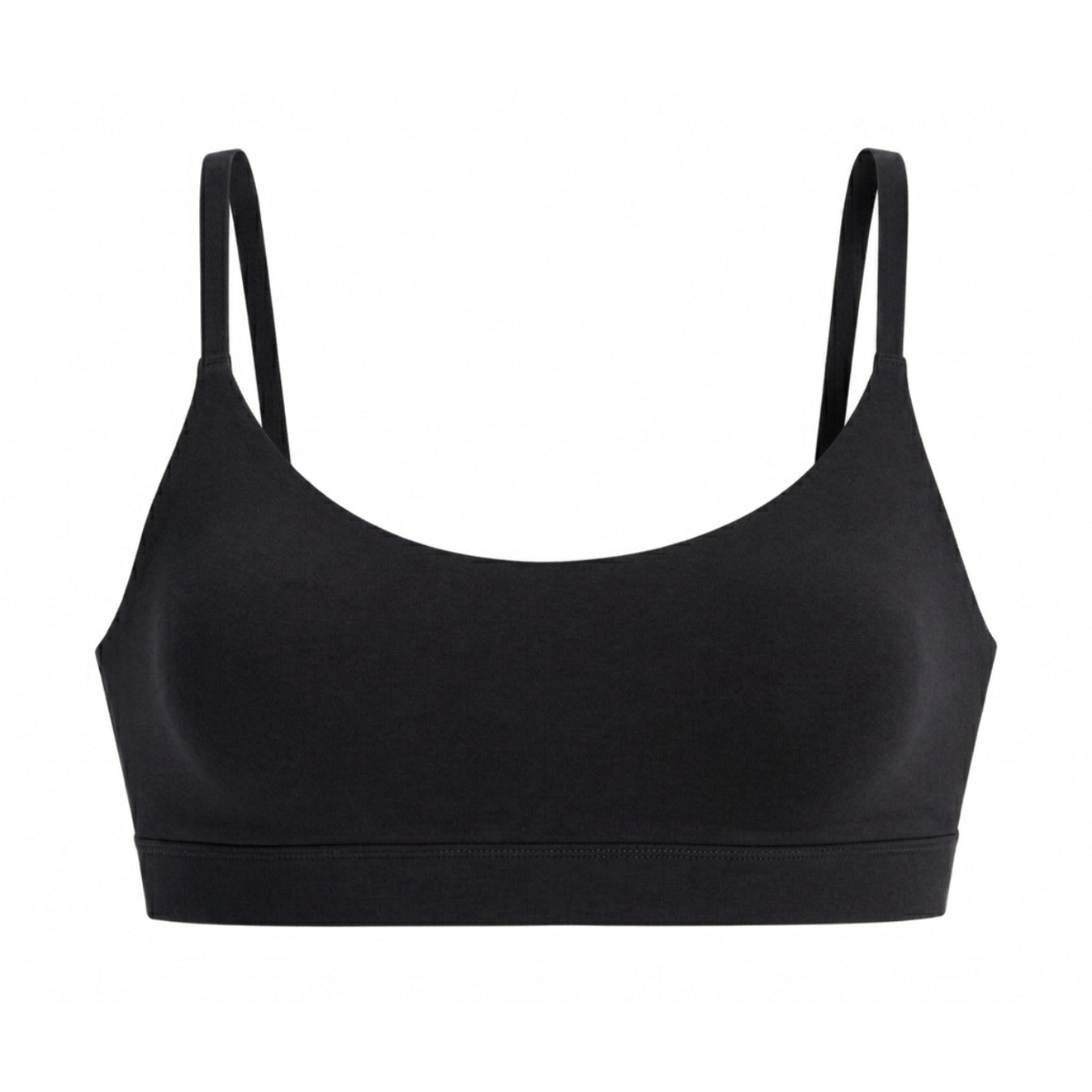 Net Positive organic cotton Scoop Bralette in Black, front view