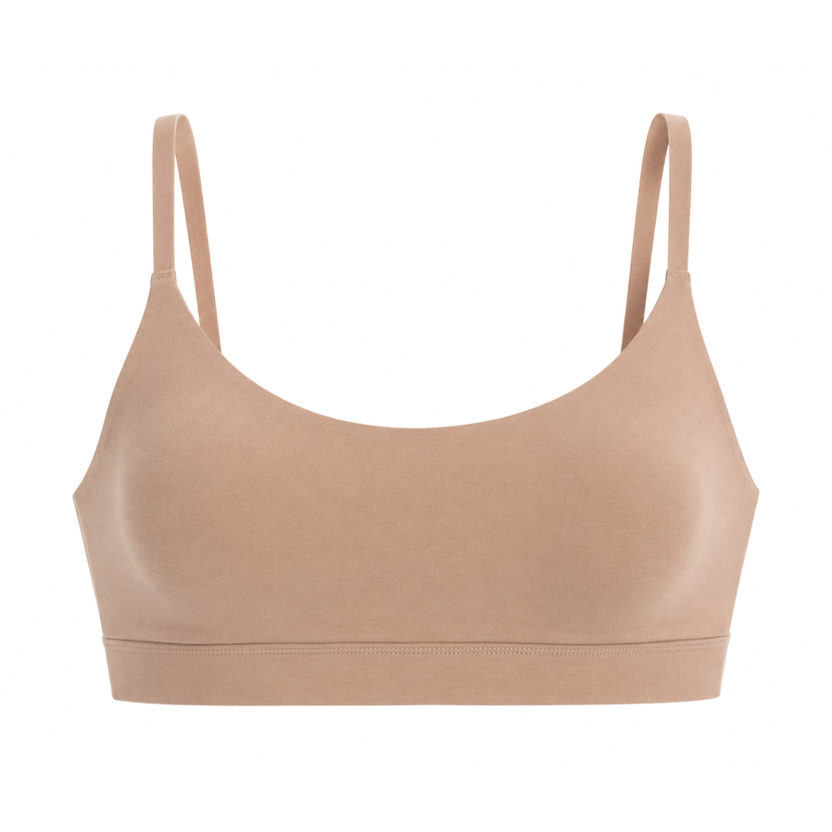 Net Positive organic cotton Scoop Bralette in Mocha, front view
