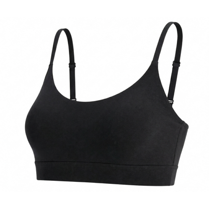 Net Positive organic cotton Scoop Bralette in Black, side view