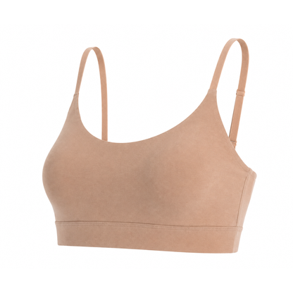 Net Positive organic cotton Scoop Bralette in Mocha, side view
