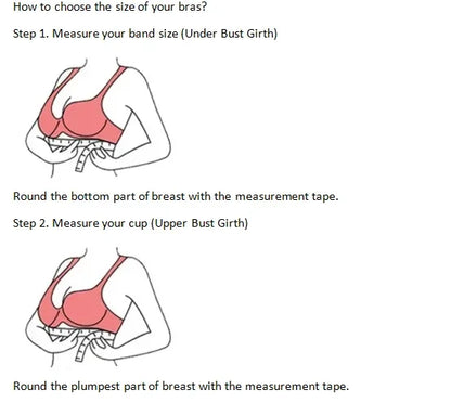 Instructions on how to measure bra size with diagrams and text.