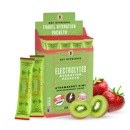 Key Nutrients Electrolyte Recovery Plus powder in Strawberry Kiwi, single-serve packet packaging