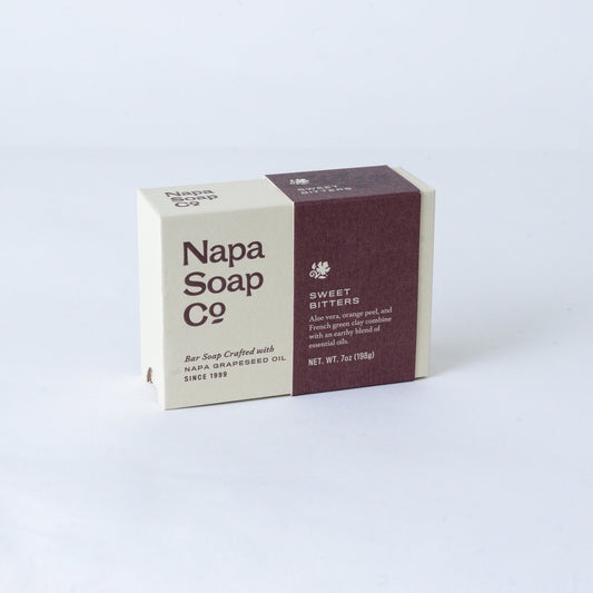 Sweet Bitters Bar Soap in its printed carton, on a white background