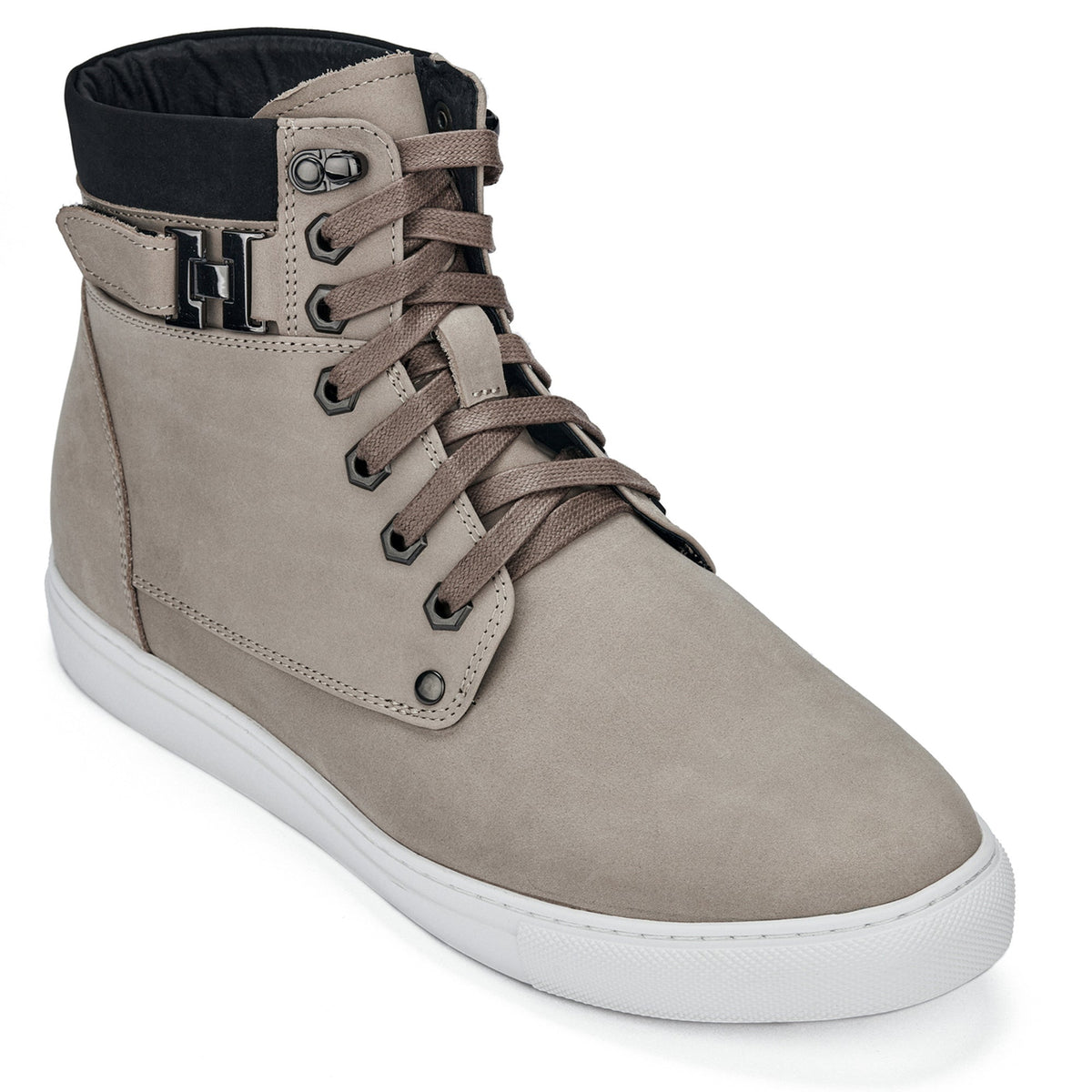 CALTO T53122 nubuck high-top elevator sneak-boot in taupe, product photo