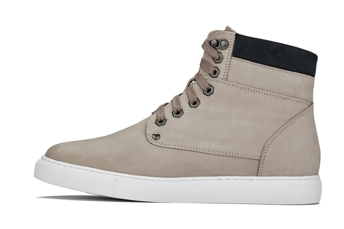 CALTO T53122 nubuck high-top elevator sneak-boot in taupe, additional detail