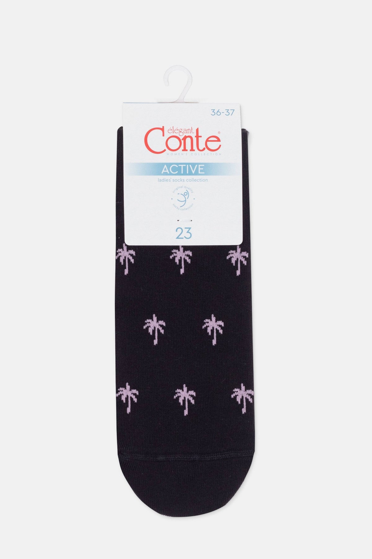 Conte Active 589 cotton ankle socks with palm tree pattern, product photo (8)