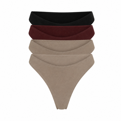 Organic Cotton & Hemp Thong 4-Pack, four pairs shown together