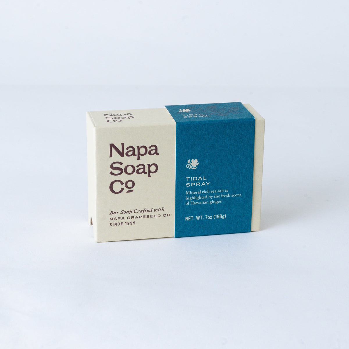 Tidal Spray Bar Soap packaging by Napa Soap Company, on a white background