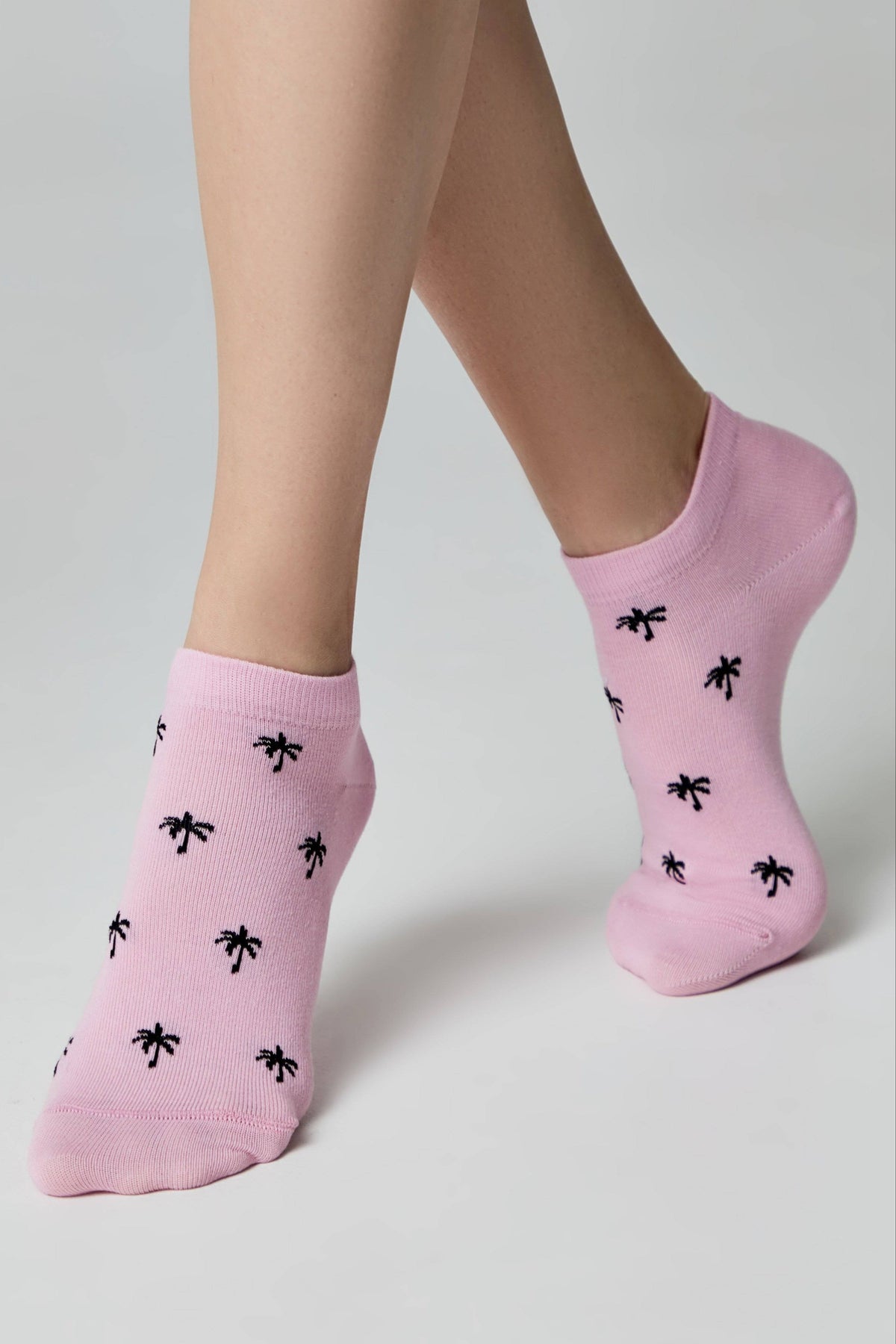 Conte Active 589 cotton ankle socks with palm tree pattern, additional detail