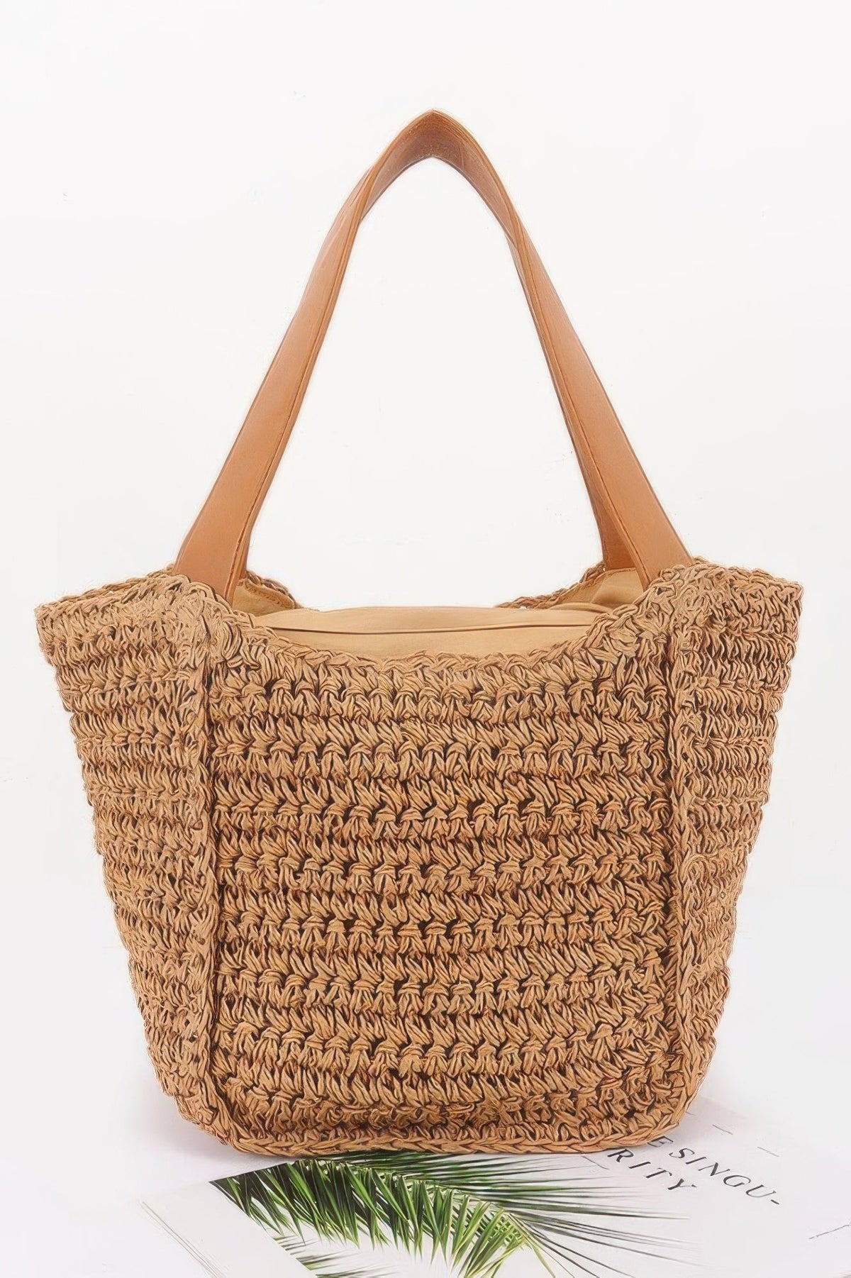 Faux Straw Ribbon Tote Bag, alternate view