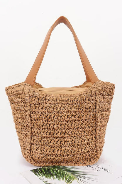Faux Straw Ribbon Tote Bag, alternate view