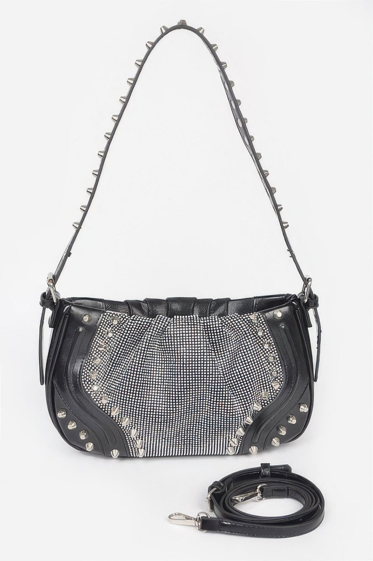 Hot Fix Stones Metal Stud Shoulder Bag, product photo