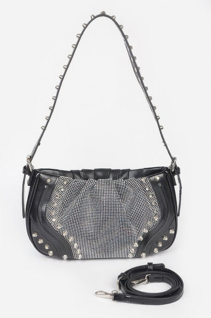 Hot Fix Stones Metal Stud Shoulder Bag, product photo