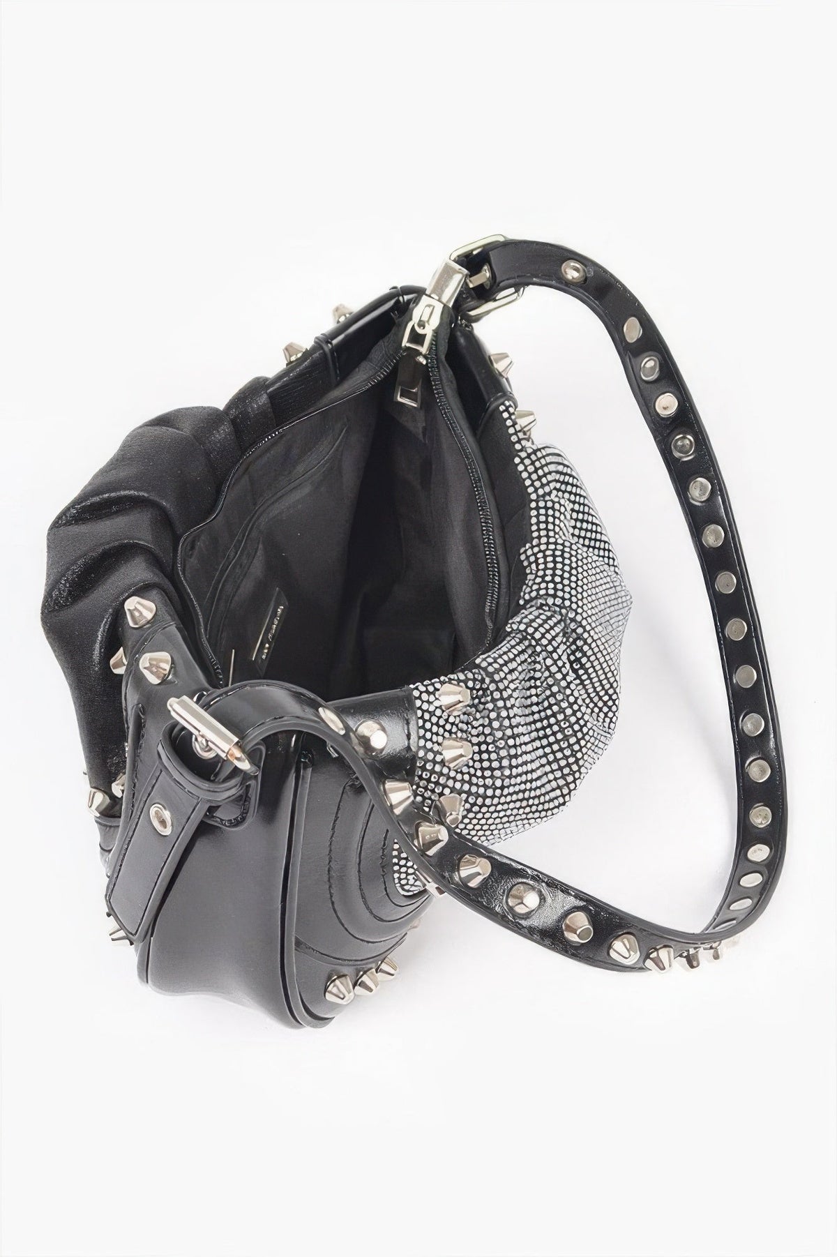 Hot Fix Stones Metal Stud Shoulder Bag, product photo (2)