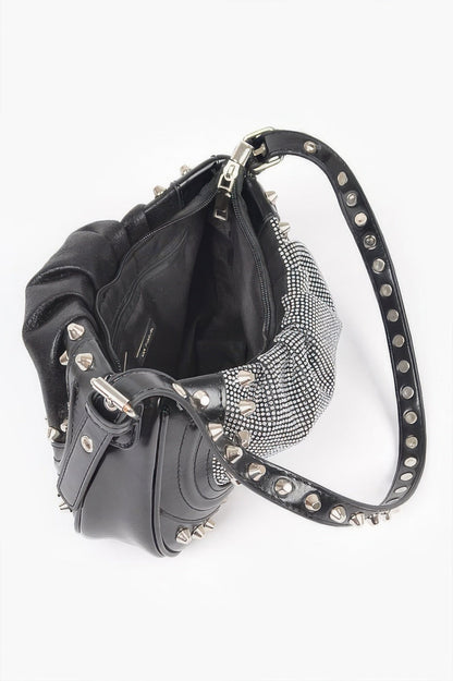 Hot Fix Stones Metal Stud Shoulder Bag, product photo (2)