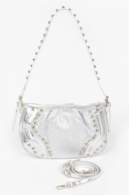 Hot Fix Stones Metal Stud Shoulder Bag, additional detail (2)