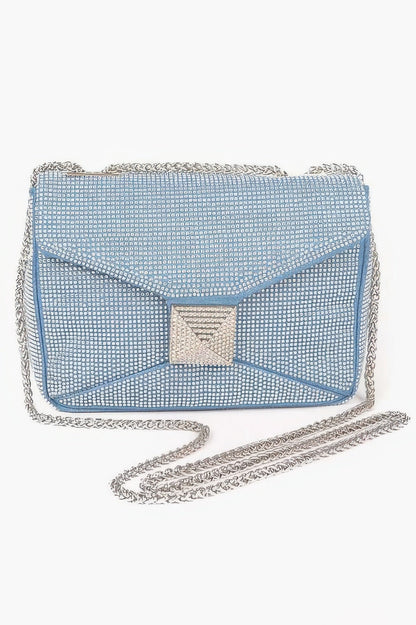Hot Fix Rhinestone Denim Clutch, product photo