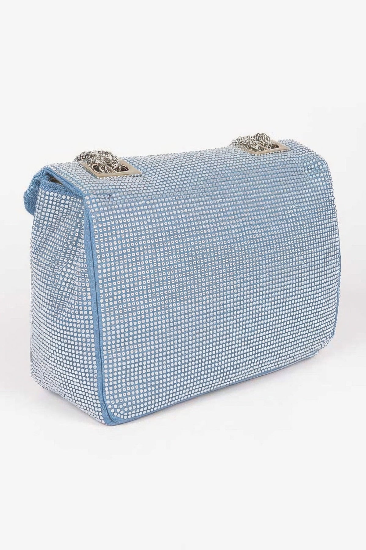 Hot Fix Rhinestone Denim Clutch, additional detail