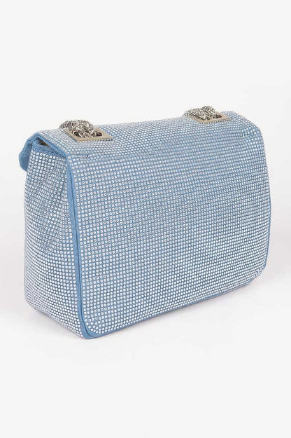 Hot Fix Rhinestone Denim Clutch, additional detail