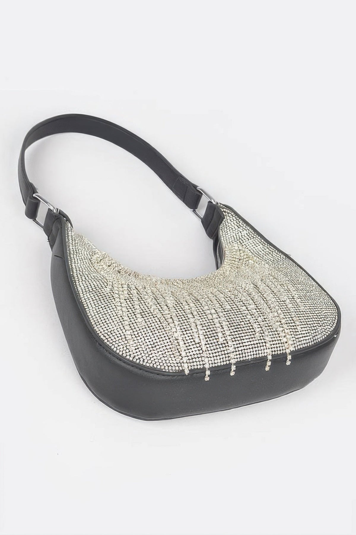 Hot Fix Stones Rhinestones Fringe Hobo Bag, product photo (2)