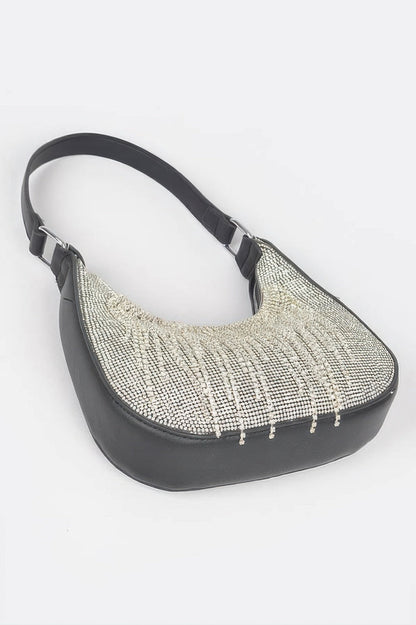 Hot Fix Stones Rhinestones Fringe Hobo Bag, product photo (2)