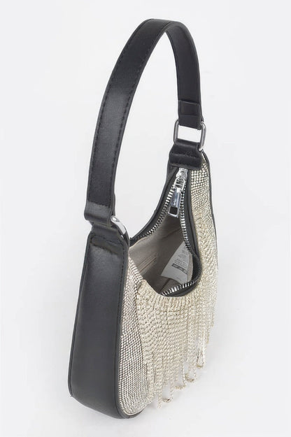 Hot Fix Stones Rhinestones Fringe Hobo Bag, alternate view (2)
