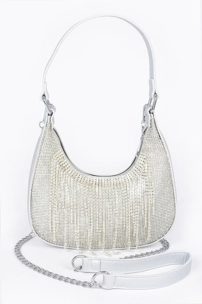 Hot Fix Stones Rhinestones Fringe Hobo Bag, alternate view (3)