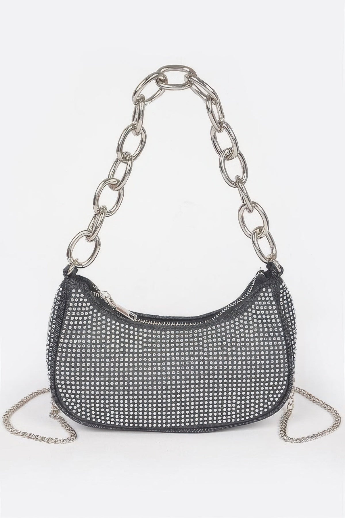 Hot Fix Stone Small Hobo Bag W/chain, product photo