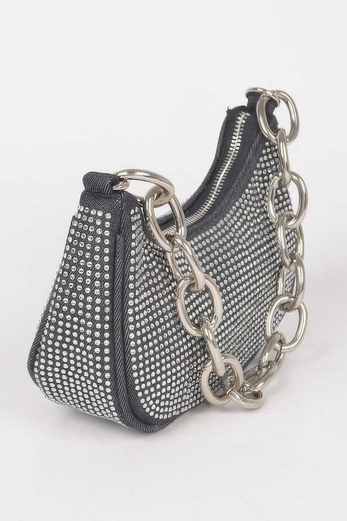 Hot Fix Stone Small Hobo Bag W/chain, alternate view
