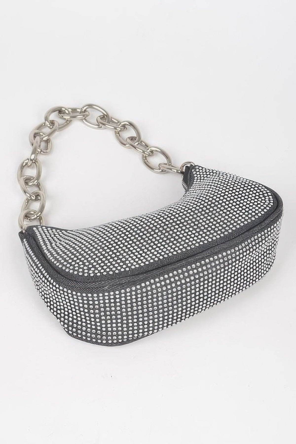 Hot Fix Stone Small Hobo Bag W/chain, styled photo