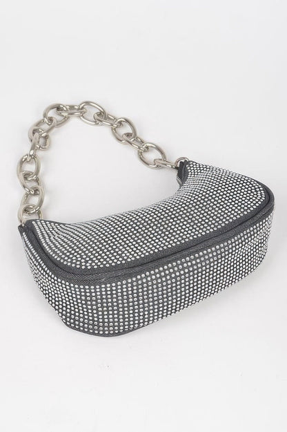 Hot Fix Stone Small Hobo Bag W/chain, styled photo