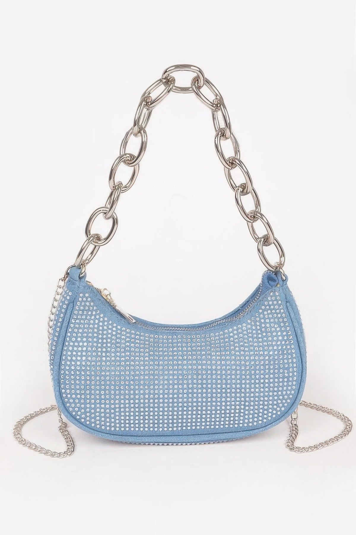 Hot Fix Stone Small Hobo Bag W/chain, alternate view (2)