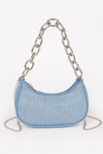 Hot Fix Stone Small Hobo Bag W/chain, alternate view (2)