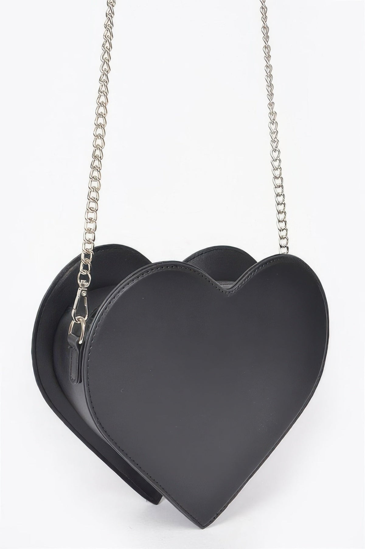 Hot Fix Heart Shape Bag in Black Silver, additional detail