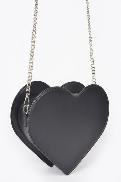 Hot Fix Heart Shape Bag in Black Silver, additional detail