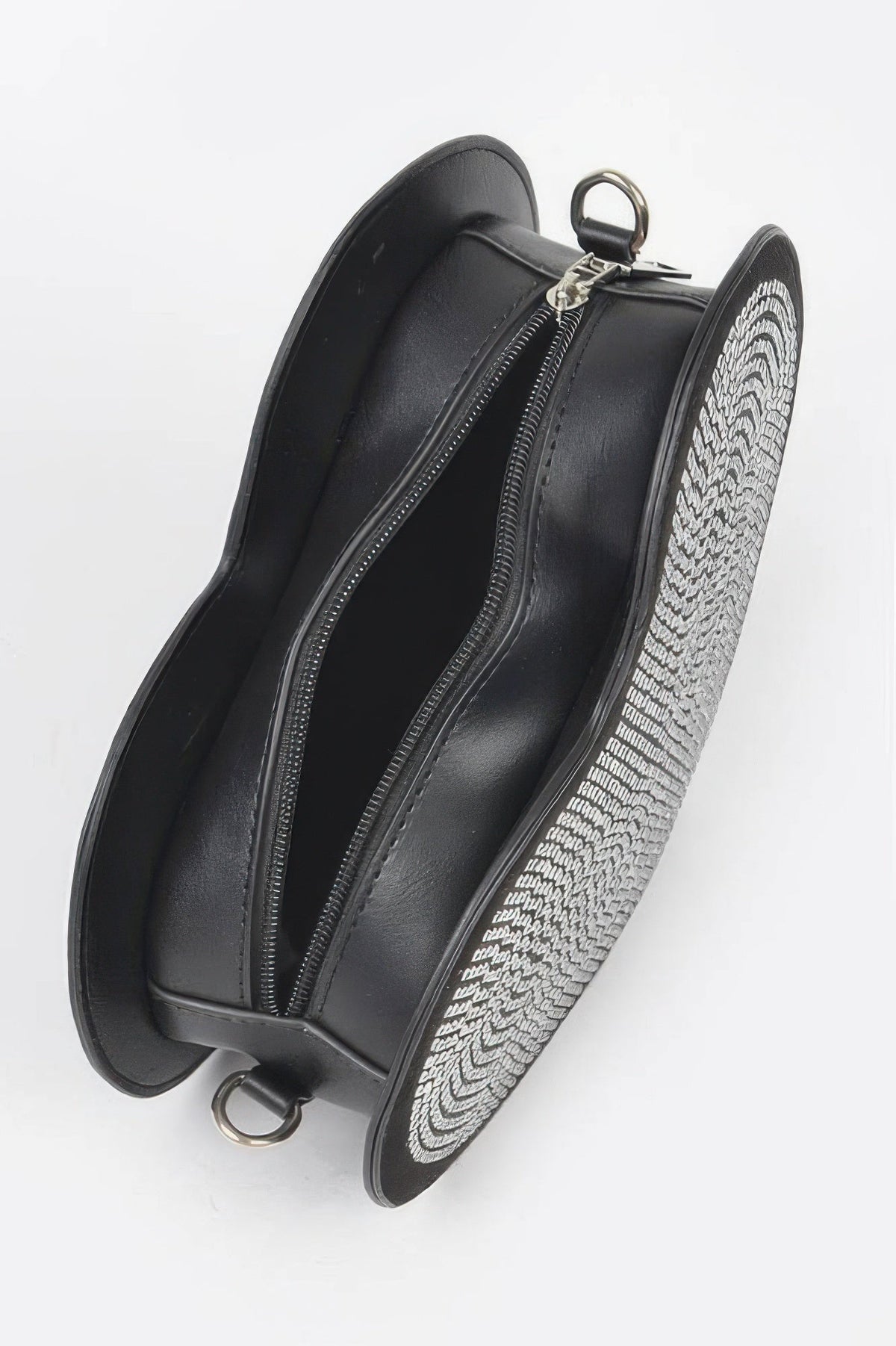 Hot Fix Heart Shape Bag in Black Silver, product photo (2)