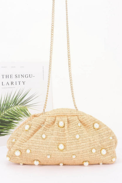 Faux Straw Pearl Clutch, alternate view