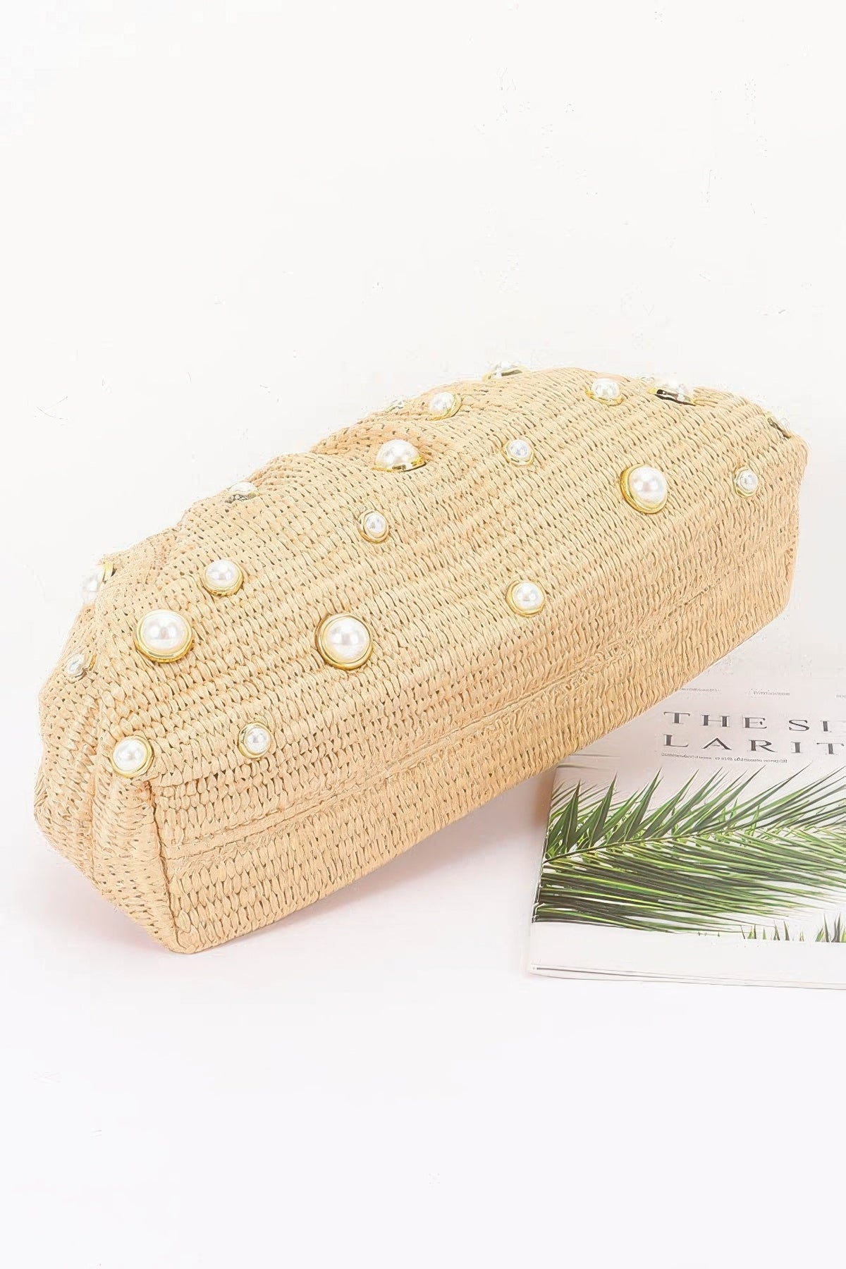 Faux Straw Pearl Clutch, product photo (2)