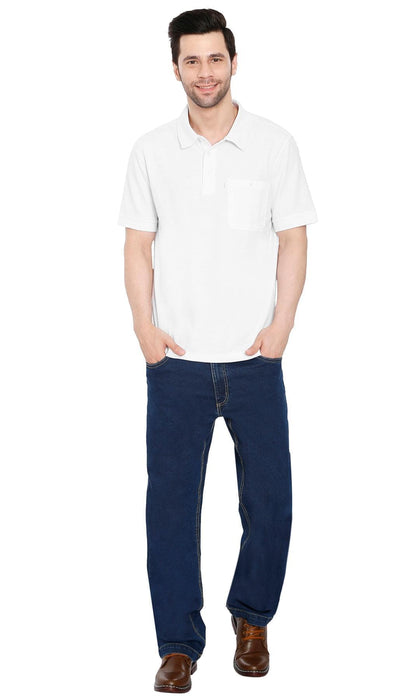 Turtle Bay men's short sleeve pique knit polo shirt in White, additional detail
