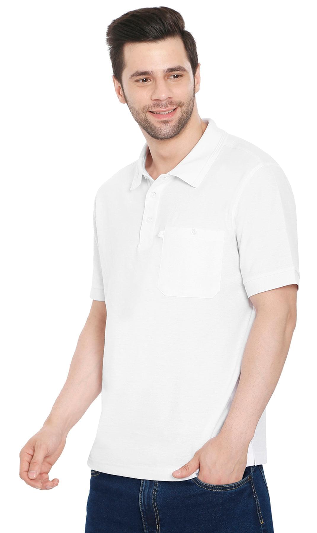 Turtle Bay men's short sleeve pique knit polo shirt in White